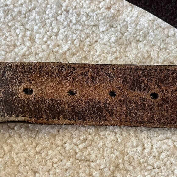 Robert Graham Men Belt 38 Braided Woven Red Blue Grey Tooled Brown Leather Golf - Picture 6 of 11